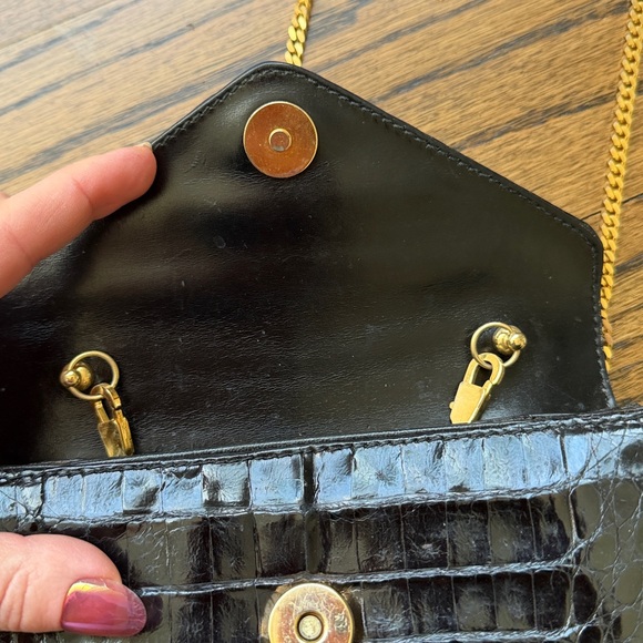 Black Crocodile Mini Jenny Gidding Made in Italy purse - Picture 3 of 12